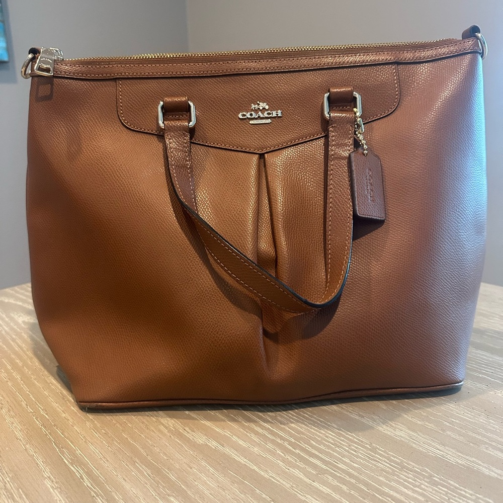 Coach Brown Leather Tote with Gold Hardware